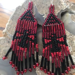 Native Thunderbird Seed Bead Pow Wow Earrings